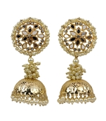 Gold Tone Traditional Jhumki Earrings For Women