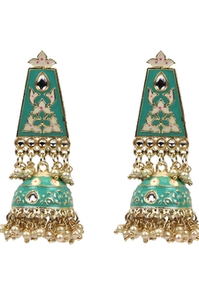 Gold-Plated Chandbali Dangle Drop Earrings For Wedding Festivities