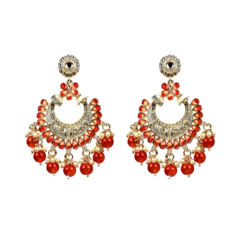 Gold Plated Pearl Chandbali Dangle Drop Earrings For Women And Girls 1