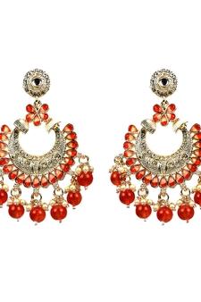 Gold Plated Pearl Chandbali Dangle Drop Earrings For Women And Girls