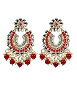 Bollywood Traditional Indian Wedding Gold Plated Red Chandbali Drop Earrings For Women/Girls