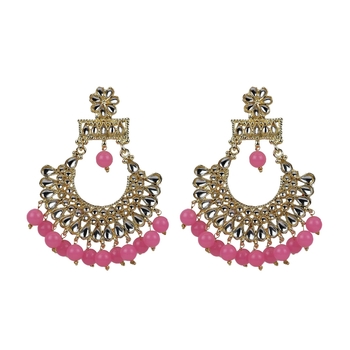 Pink Diamond Kundan Earrings For Woman And Girls 1