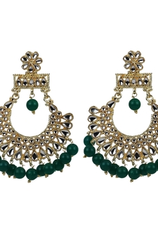 Green Diamond Kundan Earrings For Woman And Girls