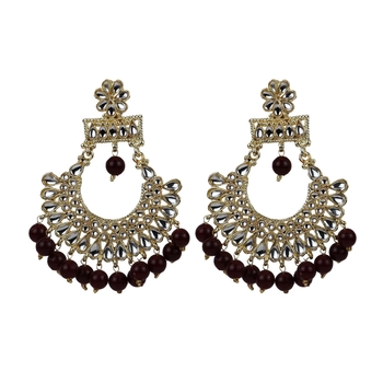 Maroon Diamond Kundan Earrings For Woman And Girls 1