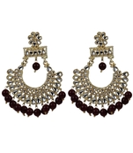 Maroon Diamond Kundan Earrings For Woman And Girls