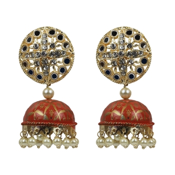 Pink Chandbali Earrings For Women & Girls Featuring Kundan Pearls And A Gold-Plated Finish 1