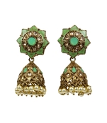Gold-Plated Indian Traditional Kundan Pearl Chandbali Dangle Drop Earrings For Women & Girls