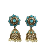 Gold Plated Indian Traditional Pearl Chandbali Dangle Drop Earrings For Women & Girls