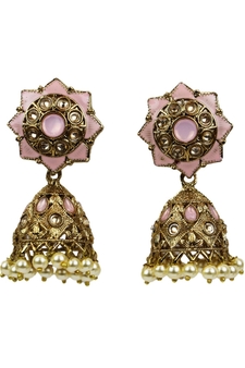 Gold-Plated Indian Traditional Pearl Chandbali Dangle Drop Earrings For Women