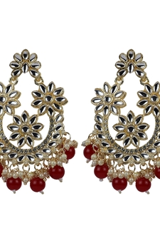 Exquisite Gold Plated Chandbali Red Earrings - Perfect For Indian Weddings