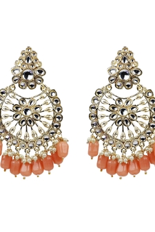 Gold Plated Exquisite Chandbali Pink Earrings - Perfect For Indian Weddings