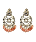 Gold Plated Exquisite Chandbali Pink Earrings - Perfect For Indian Weddings
