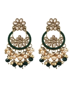 Gold Plated Exquisite Kundan Green Earrings - Perfect For Indian Weddings