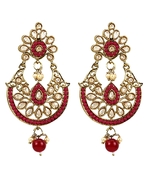 Gold Plated Exquisite Kundan Maroon Earrings - Perfect For Indian Weddings