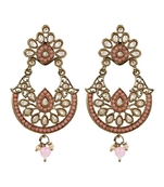 Gold Plated Exquisite Kundan Pink Earrings - Perfect For Indian Weddings