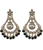 Gold Plated Elegant Diamond Studded Black Earrings - Perfect For Indian Weddings