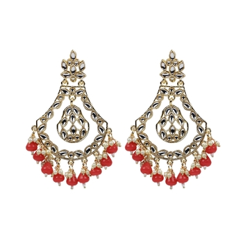 Gold Plated Elegant Diamond Studded Earrings - Perfect For Indian Weddings 1