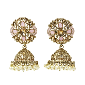 Elegant Diamond Studded Gold Plated Kundan Earrings - Ideal For Indian Weddings 1