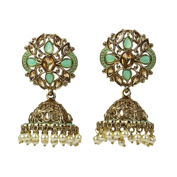 Gold Plated Elegant Diamond Studded Kundan Earrings For Women 1