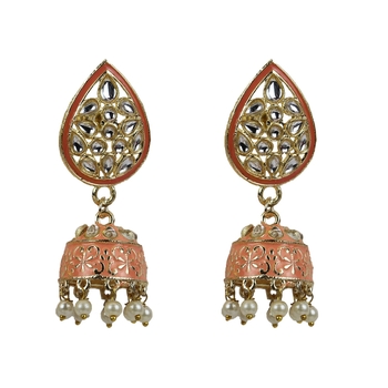 Diamond Studded Gold Plated Kundan Earrings For Women 1