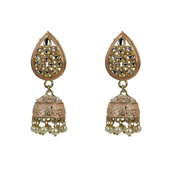Diamond Studded Gold Plated Kundan Earrings For Women And Girls 1
