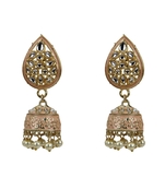 Diamond Studded Gold Plated Kundan Earrings For Women And Girls