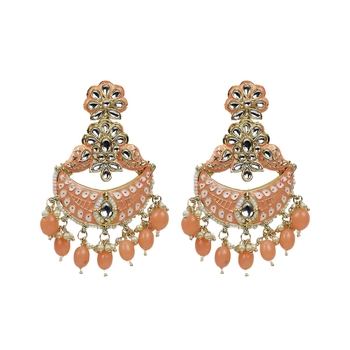 Pink Diamond Studded Kundan Earrings For Woman And Girls 1