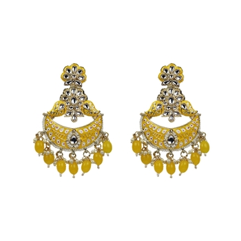Yellow Diamond Kundan Earrings For Woman And Girls 1
