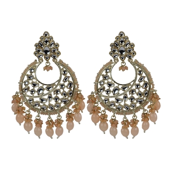 Pink Diamond Studded Kundan Earrings For Women And Girls 1