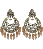 Pink Diamond Studded Kundan Earrings For Women And Girls