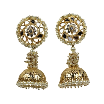 Gold Toned Traditional Jhumki Earrings For Women and Girls 1