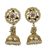 Gold Toned Traditional Jhumki Earrings For Women and Girls