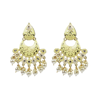 Traditional Light Yellow Dangler Earrings For Women 1