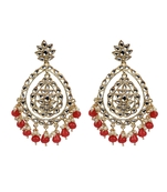 Red Traditional Alloy Chandbali Drop Earrings For Women