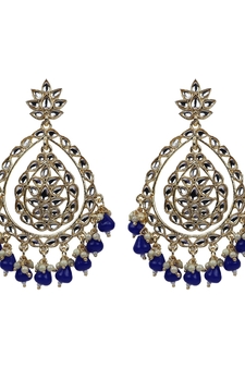 Blue Traditional Alloy Chandbali Drop Earrings For Women