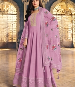 Lavender Color Dola Silk Ceremonial Salwar Suit