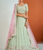 Light-green embroidered georgette semi stitched lehenga