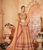 Wedding Designer Cream Heavy Chinon Lehengha Choli