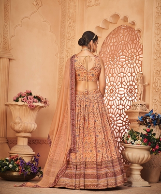 Wedding Designer Cream Heavy Chinon Lehengha Choli 3