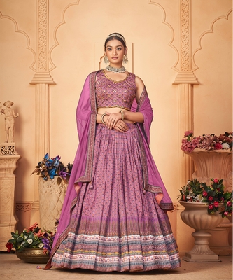 Wedding Designer Purple Heavy Chinon Lehengha Choli 1