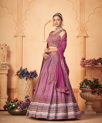 Wedding Designer Purple Heavy Chinon Lehengha Choli 2