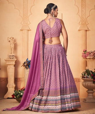 Wedding Designer Purple Heavy Chinon Lehengha Choli 4