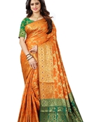 Mustard Handloom Silk Saree With Zari Weaving