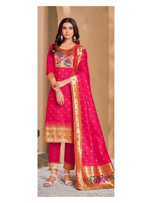 Pink zari banarasi silk salwar 2