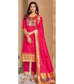 Pink zari banarasi silk salwar