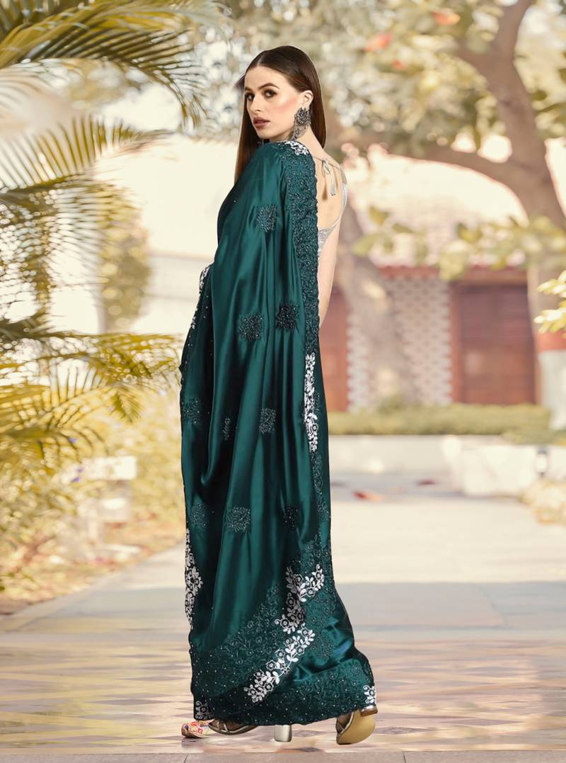 Trendmalls  Rangoli Silk Heavy Embroidred Party Wear Saree With Blouse