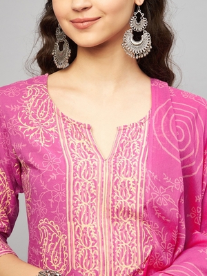 ABHATI BLOCK PRINTED KURTA-PANTS & DUPATTA SET 6