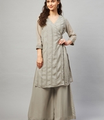 SAGE GREY SEQUIN ANGRAKHA KURTA SET