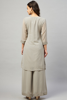 SAGE GREY SEQUIN ANGRAKHA KURTA SET
