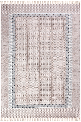 Boho Bathroom Hand Block Printed Rug Flat Woven Kitchen Cotton Area Rug 2